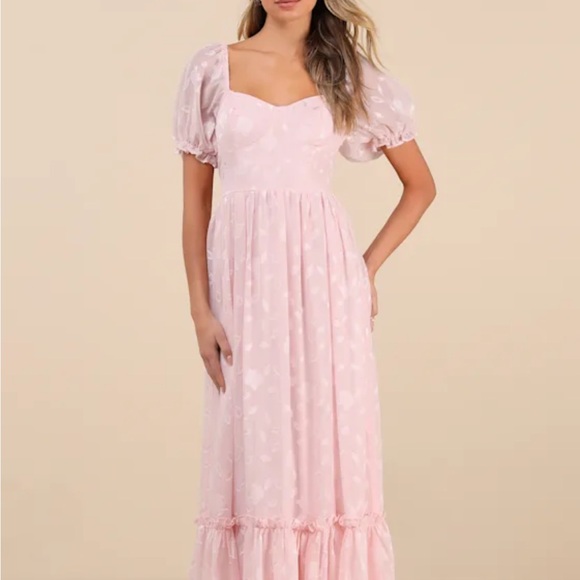 Lulu's Light Pink Puff Sleeve Maxi Dress - Picture 1 of 8